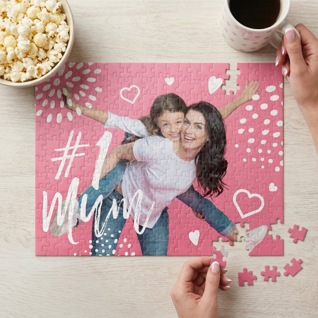 #1 Morsa Fullt Photo Roligt Gift för Mors dag Jigs Pussel (Mother's Day #1 Mum Fun Custom Photo Keepsake Jigsaw Puzzle)