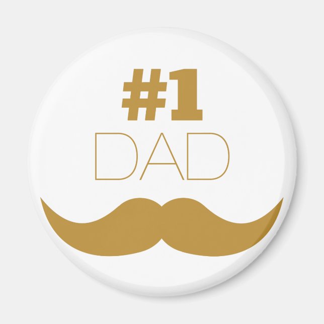 #1 Mustache Pappa Guld - nummer ett Magnet (Framsidan)