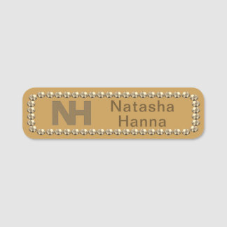 1" Natasha Hanna Guld Bling NAMN TAG  Namnbricka