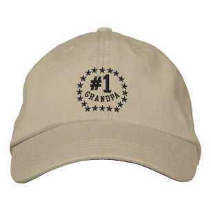 #1 Nummer ett Grandpa Stars Embroized Cap Broderad Keps