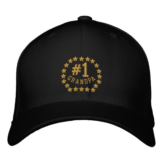 #1 Nummer ett Grandpa Stars Embroized Cap Broderad Keps (Framsida)