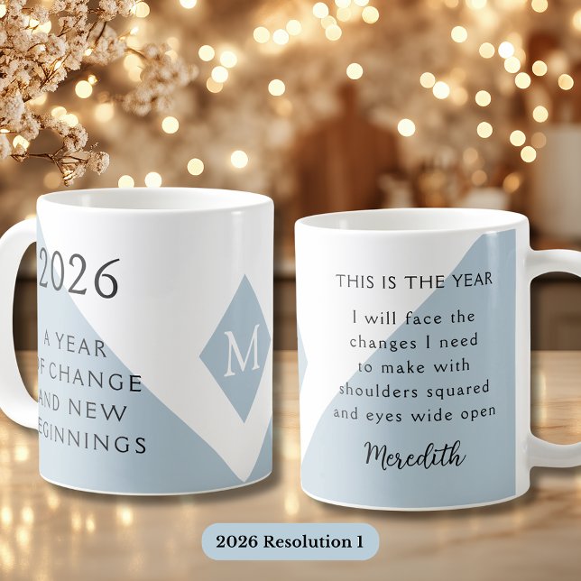 1. Nyårsresolution för 2026 År för förändring  Kaffemugg (2026 Year of Change Dusty Blue Resolution 1 Coffee Mug)