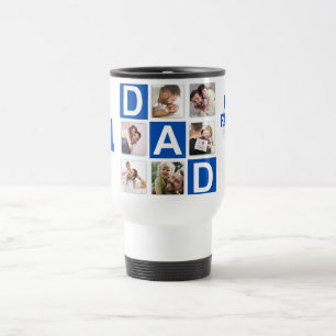 1 Pappa 6 Fotokollage Lycklig Fars dag Blue Resemugg