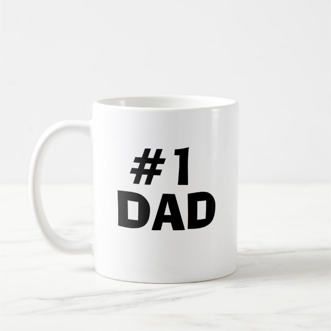#1 Pappa Anpassad Foto Fars Dag Present Kaffemugg (Vänster)