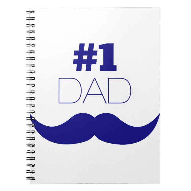 #1 Pappa Blue Mustache - nummer ett Anteckningsbok (Framsidan)