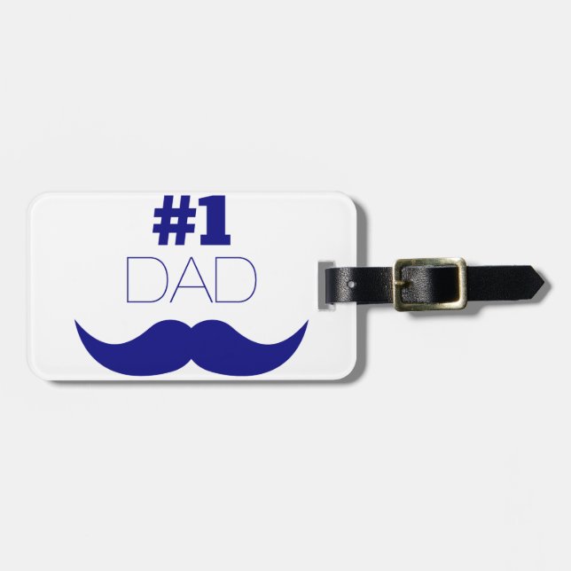 #1 Pappa Blue Mustache - nummer ett Bagagebricka (Horisontell Framsida)