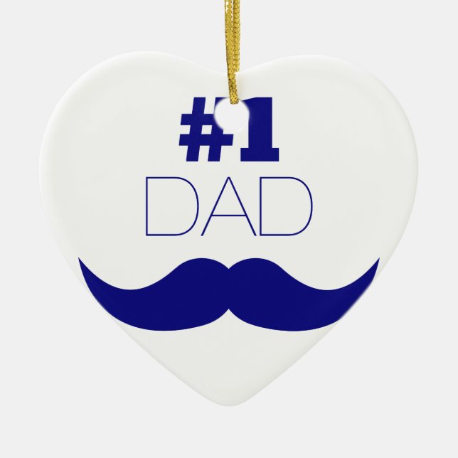 #1 Pappa Blue Mustache - nummer ett Julgransprydnad Keramik (Framsidan)