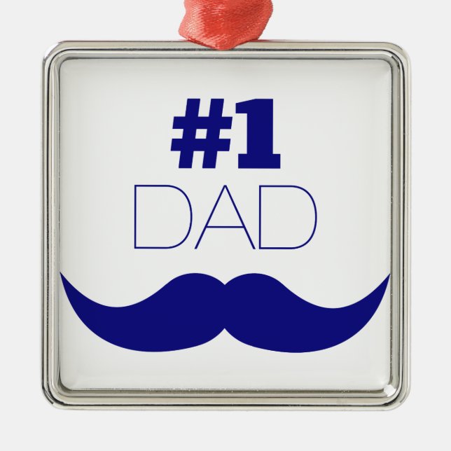 #1 Pappa Blue Mustache - nummer ett Julgransprydnad Metall (Framsidan)