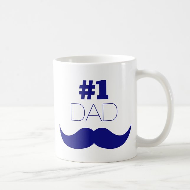 #1 Pappa Blue Mustache - nummer ett Kaffemugg (Höger)