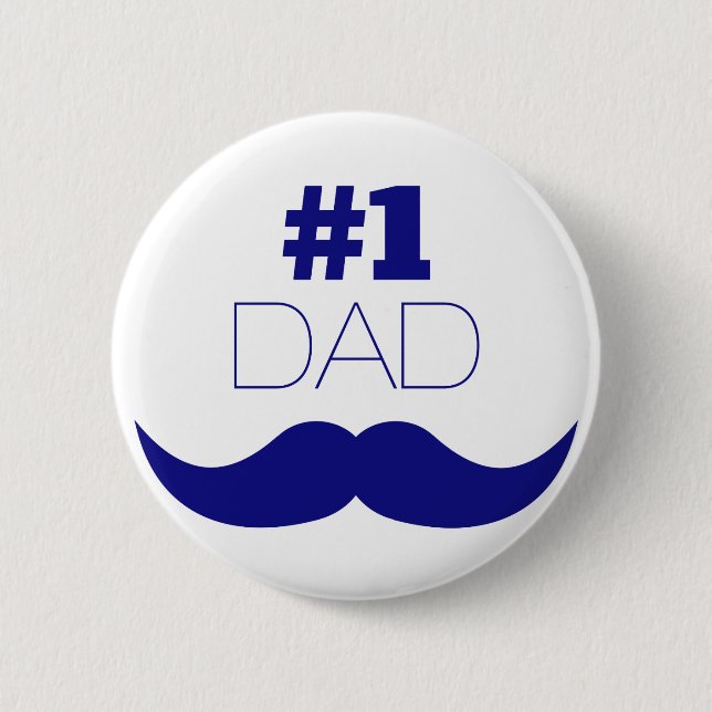 #1 Pappa Blue Mustache - nummer ett Knapp (Framsida)