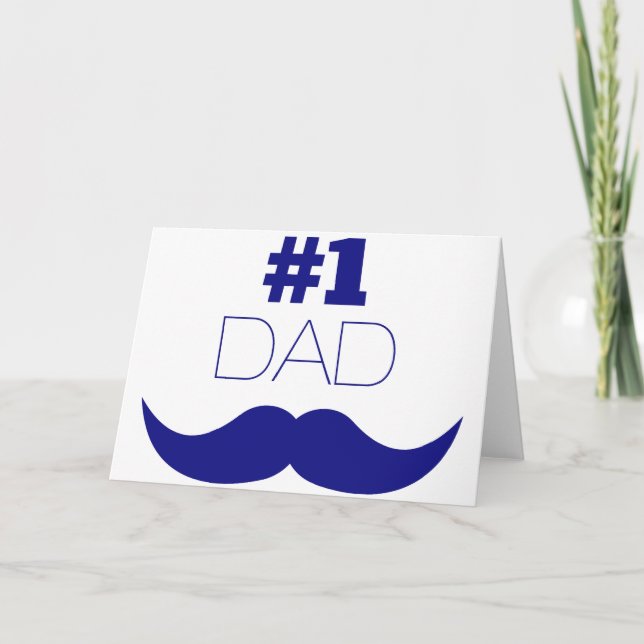 #1 Pappa Blue Mustache - nummer ett Kort (Framsida)
