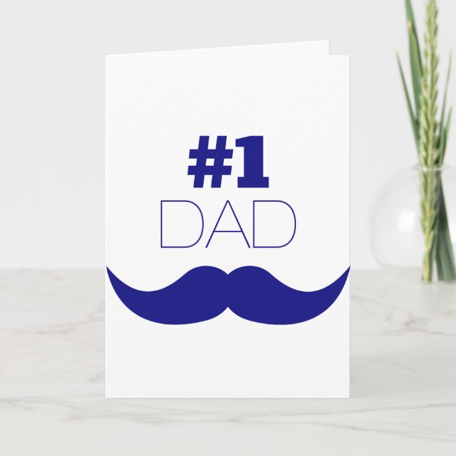 #1 Pappa Blue Mustache - nummer ett Kort (Framsida)