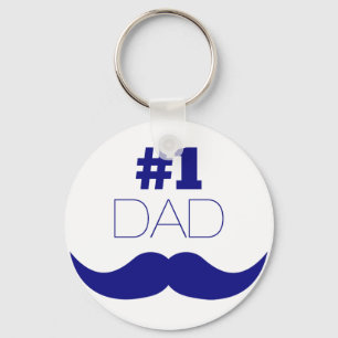 #1 Pappa Blue Mustache - nummer ett Nyckelring