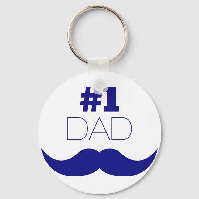 #1 Pappa Blue Mustache - nummer ett Nyckelring (Framsida)