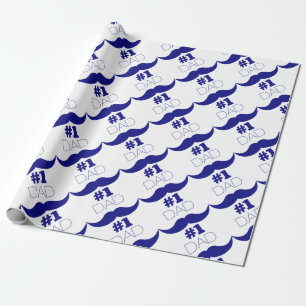 #1 Pappa Blue Mustache - nummer ett Presentpapper