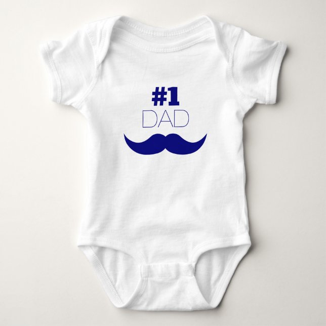 #1 Pappa Blue Mustache - nummer ett Tee Shirt (Framsida)
