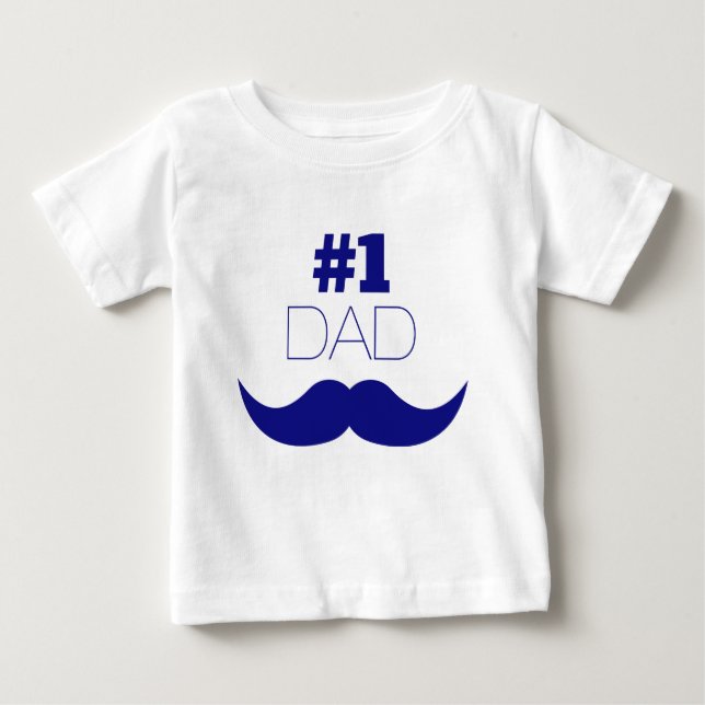 #1 Pappa Blue Mustache - nummer ett Tröja (Framsida)