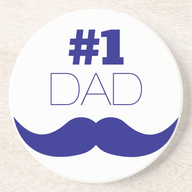 #1 Pappa Blue Mustache - nummer ett Underlägg (Framsidan)
