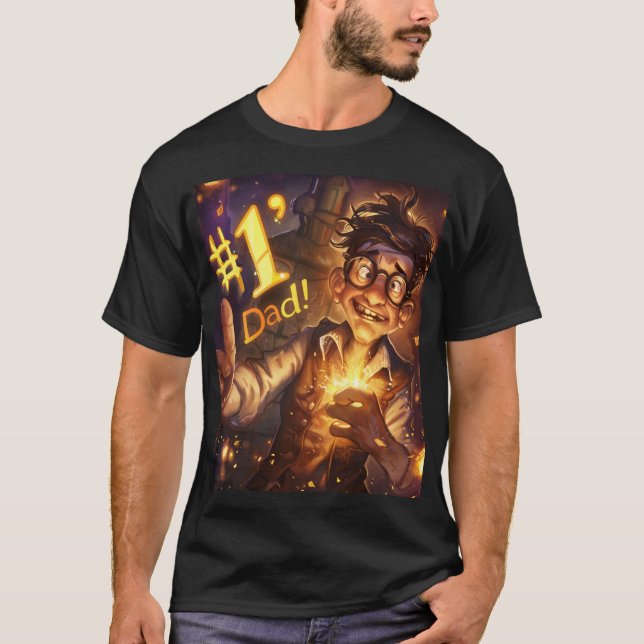 #1 Pappa Digital Art T Shirt (Framsida)