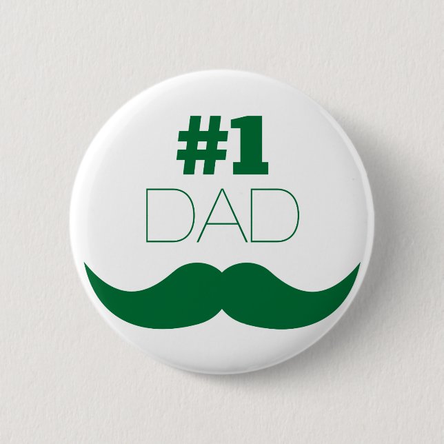 #1 Pappa Grönt Mustache - nummer ett Knapp (Framsida)