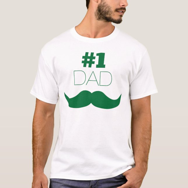 #1 Pappa Grönt Mustache - nummer ett Tröja (Framsida)