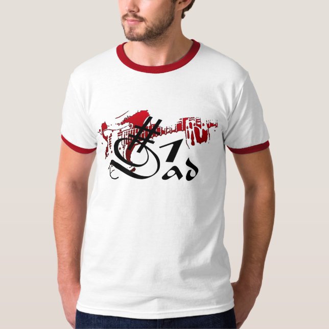 #1 Pappa Guitar Red T-shirt (Framsida)