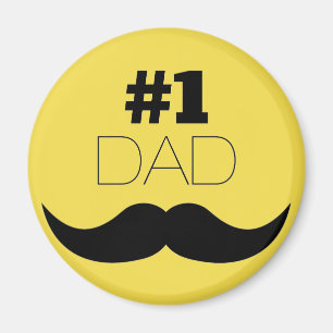 #1 Pappa Gult Mustache - nummer ett Magnet