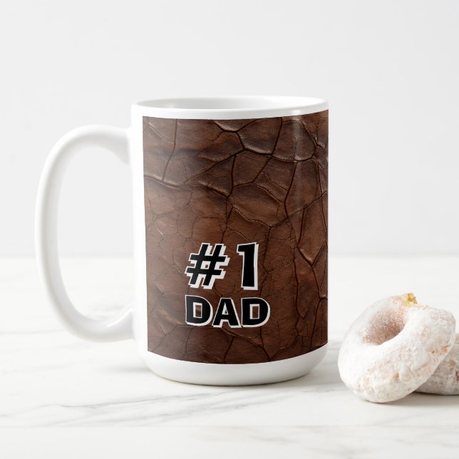 #1 Pappa Läderlook Kaffemugg (Med munk)