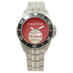 #1 Pappa, Namn, Red, Baseball Wrist Armbandsur