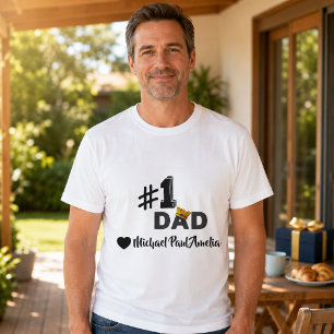 #1 Pappa Personlig T-Shirt