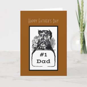 #1 Pappa Vintage Ritning Glad Fars Dag Kort