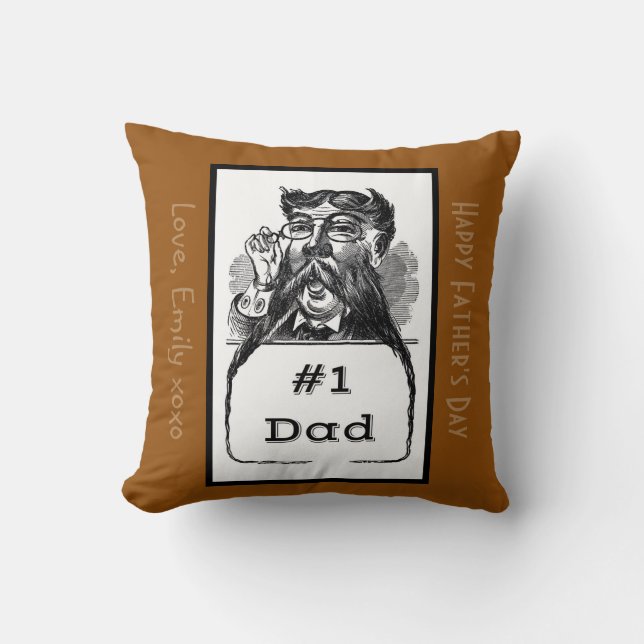 #1 Pappa Vintage Teckning Kudde (Framsida)