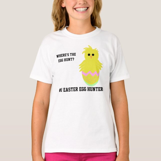 #1 Påskägg Hunter Rosa Baby Chick  Egg Girls T Shirt (Framsida)
