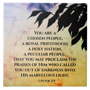 1 Peter 2:9 Du är ett valt folk, Bibel Kakelplatta