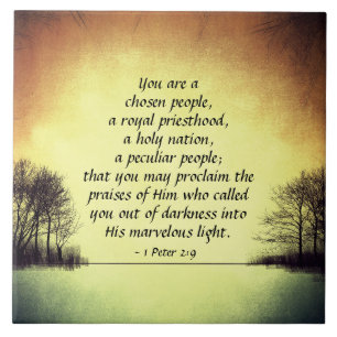 1 Peter 2:9 Du är ett valt folk, Bibel Kakelplatta