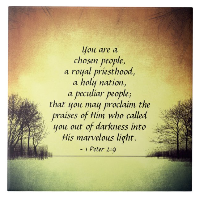 1 Peter 2:9 Du är ett valt folk, Bibel Kakelplatta (Framsidan)
