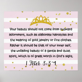 1 Peter 3:3-4 Inner Beauty Bible Verse Rosa Poster