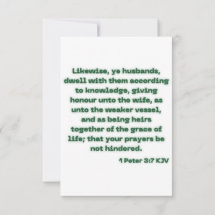 1 Peter 3:7 KJV Bible Scripture Greeting Card Kort