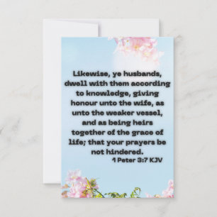 1 Peter 3:7 KJV Bible Scripture Pic Greeting Card Kort