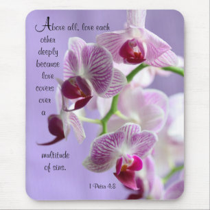 1 Peter 4:8 Orchids Mouse Pad Musmatta