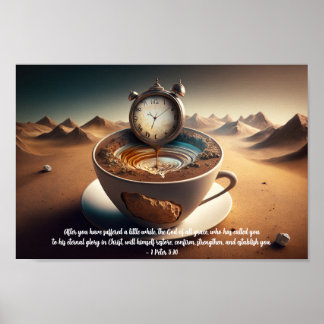 1 Peter 5:10 Surreal Desert Wilderness Clock Mugg Poster