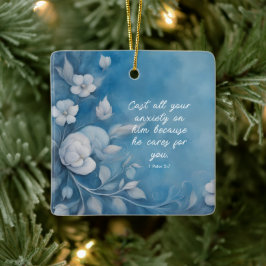 1 Peter 5:7 Bible Verse-bild Julgransprydnad Keramik