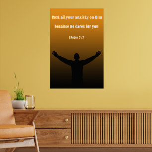1 Peter 5:7 Bible Verse Encouragement Poster