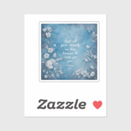 1 Peter 5:7 “Cast All Your Anxiety” Blue Floral Klistermärken