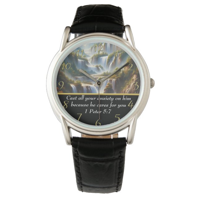 1 Peter 5:7 Christian Faith a Vattenfall Armbandsur (Framsida)