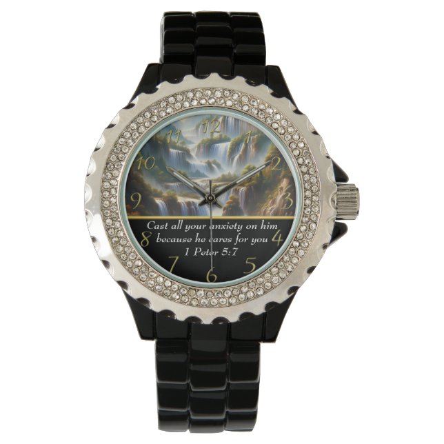 1 Peter 5:7 Christian Faith a Vattenfall Armbandsur (Framsida)
