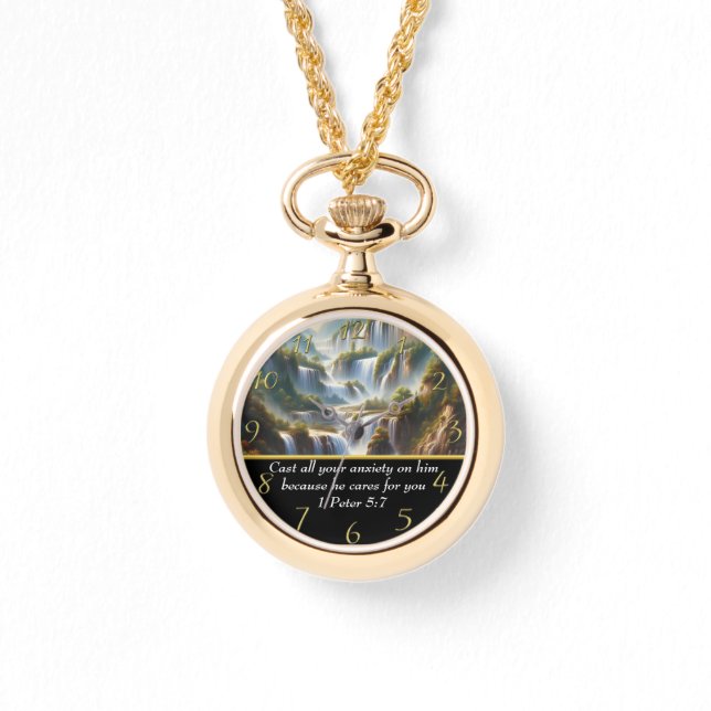 1 Peter 5:7 Christian Faith a Vattenfall Armbandsur (Framsida)