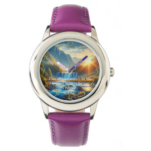 1 Peter 5:7 Guld Christian Faith Prayer Armbandsur