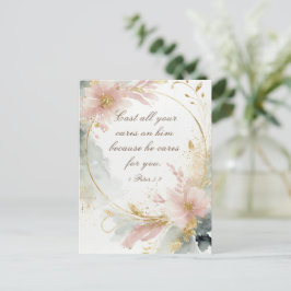 1 Peter 5:7 Kasta alla dina bilar på Bible Verse Vykort