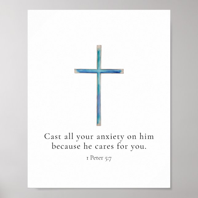 1 Peter 5:7 Minimalistisk Kor Poster (Framsidan)